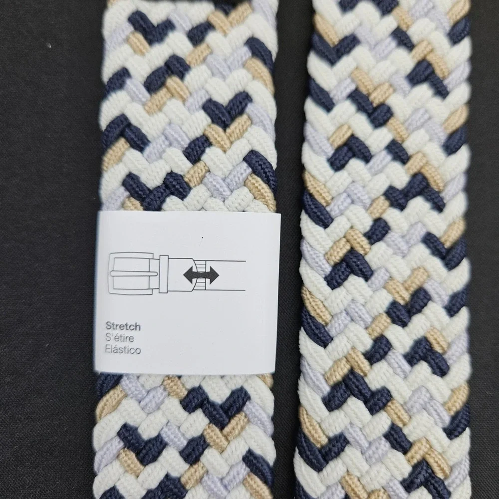 Nike Essentials Woven Stretch Golf Belt Large 38-40 Navy Khaki White 74451 New